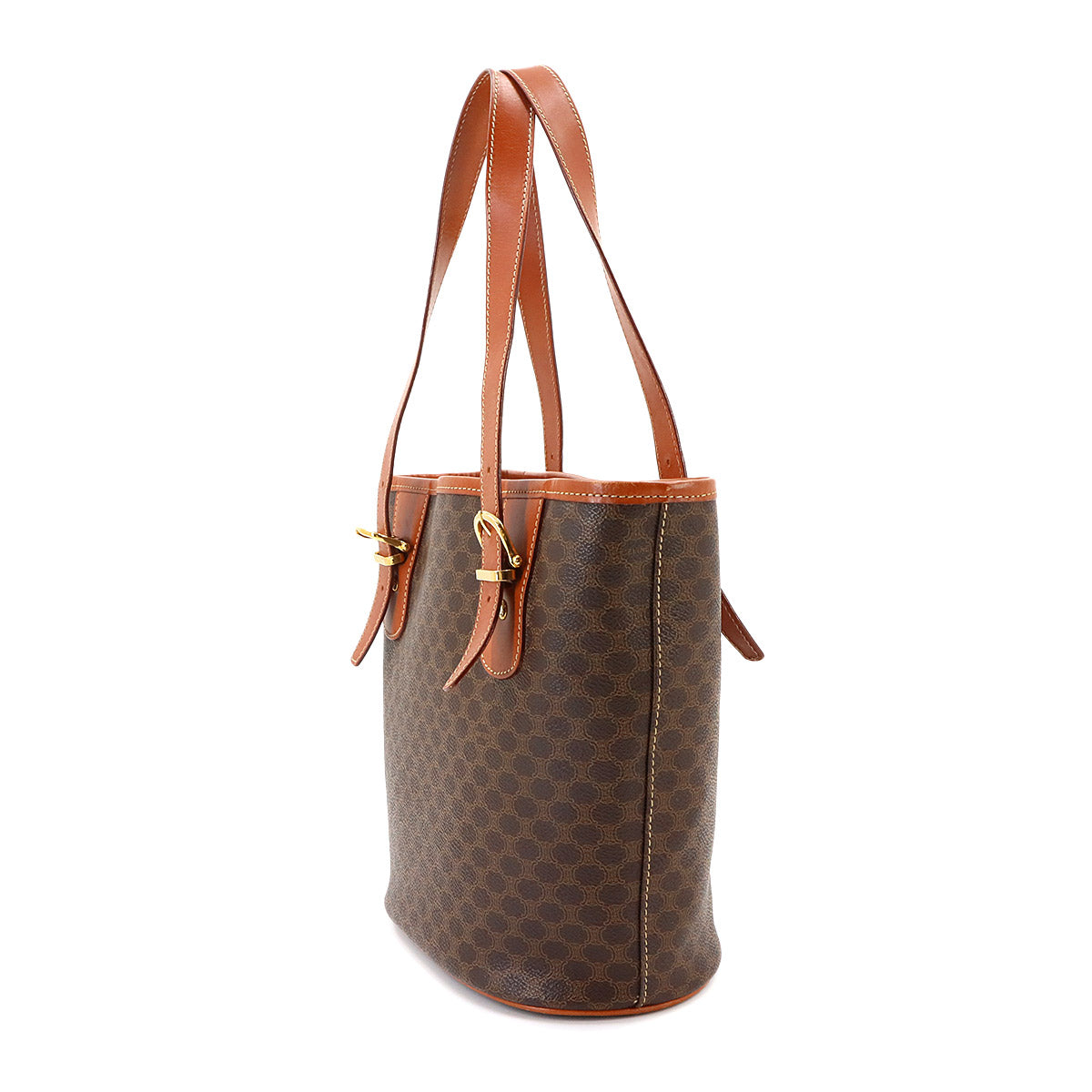 Macadam Tote Bag Leather PVC Brown Vintage Purse