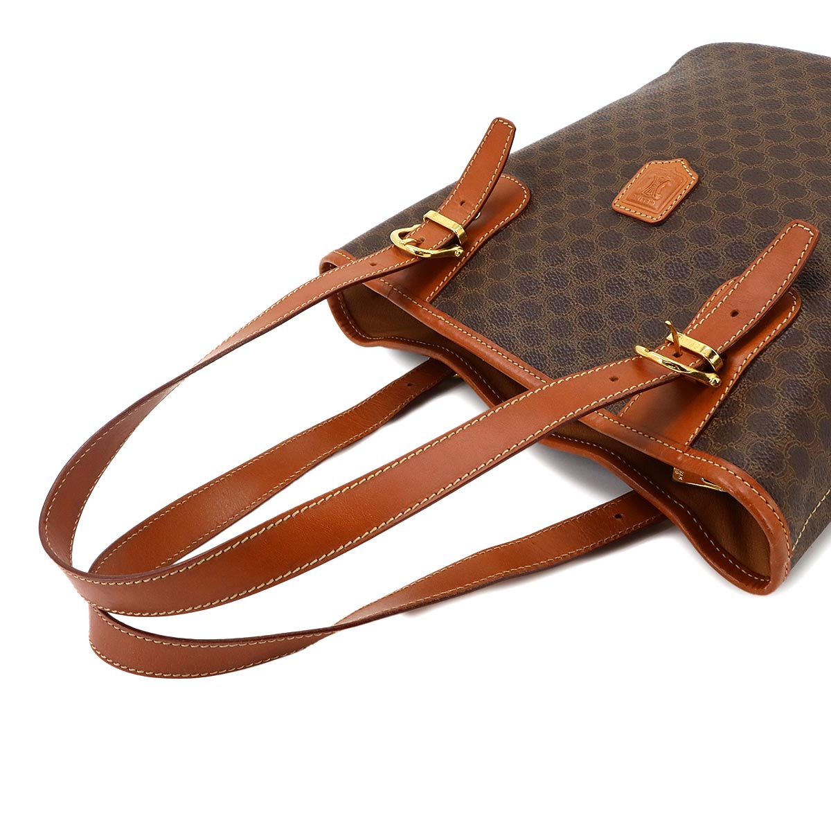 Macadam Tote Bag Leather PVC Brown Vintage Purse