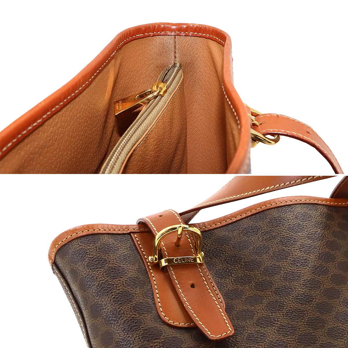 Macadam Tote Bag Leather PVC Brown Vintage Purse