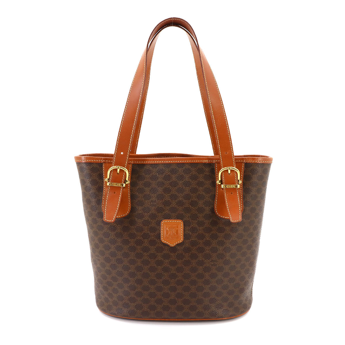 Macadam Tote Bag Leather PVC Brown Vintage Purse