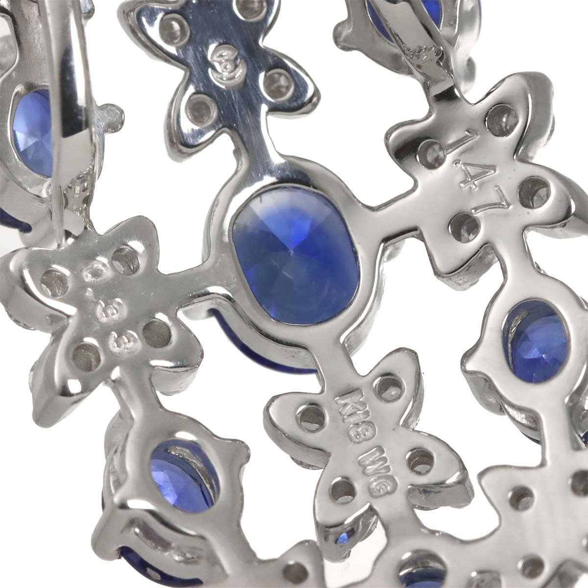 Sapphire 1.47ct Diamond 0.33ct Necklace 18K White Gold 750