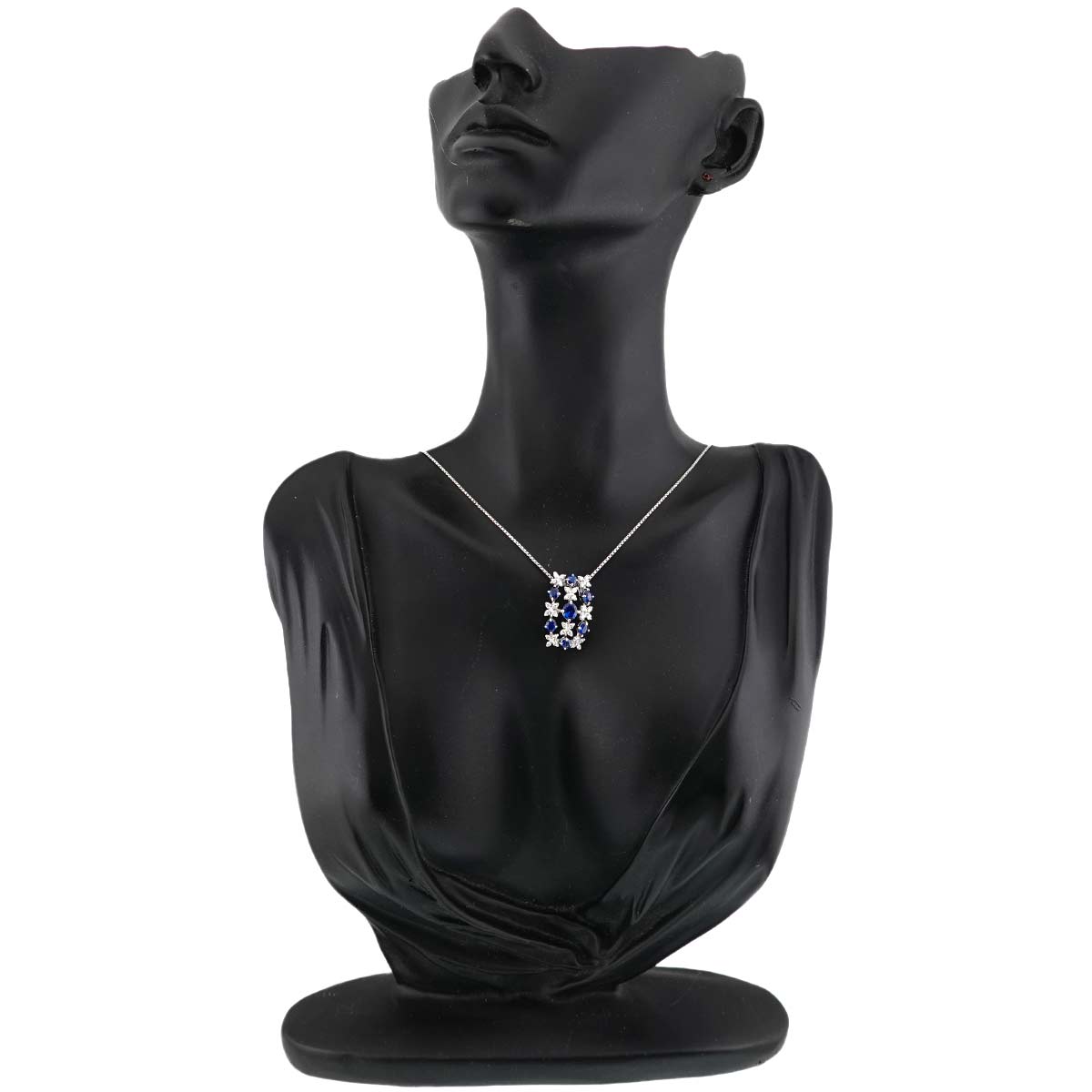 Sapphire 1.47ct Diamond 0.33ct Necklace 18K White Gold 750