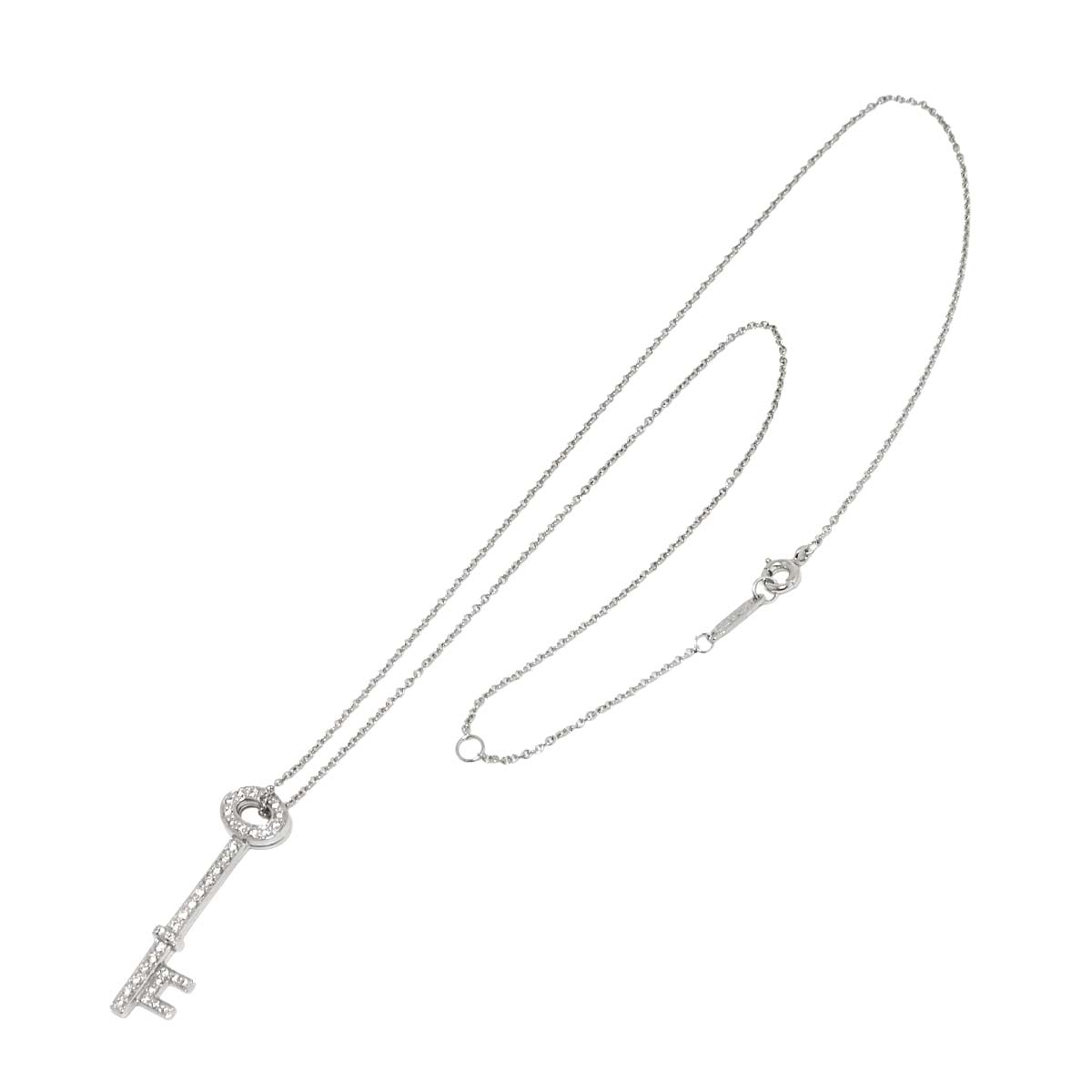 Oval Key Diamond Necklace Platinum