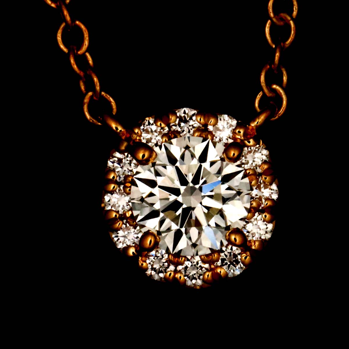 Soleste Diamond 0.19ct H/VVS1/3EX Necklace 18K PG 750