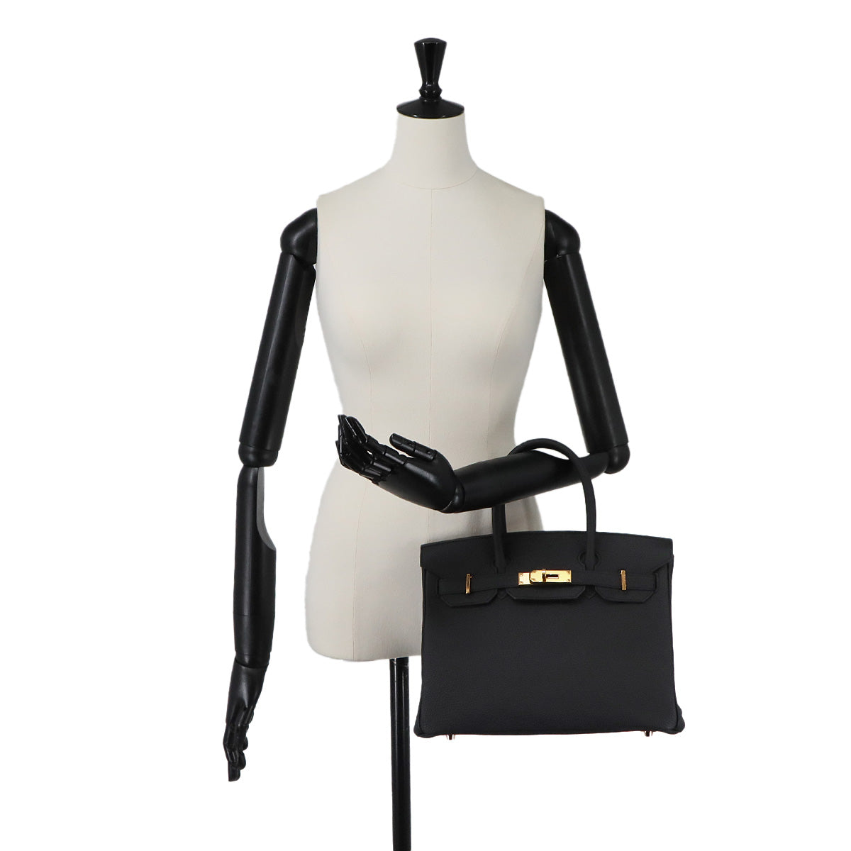Birkin 30 Togo Leather Black Hand Bag Purse