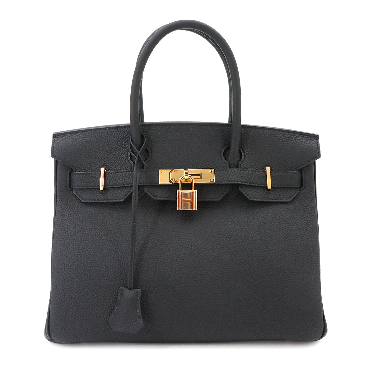 Birkin 30 Togo Leather Black Hand Bag Purse
