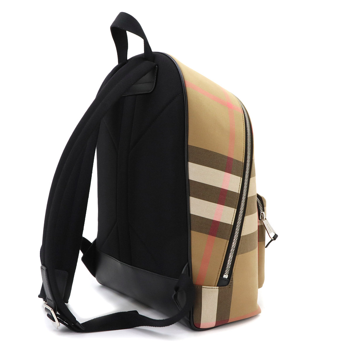 JEFF Check Backpack Canvas Leather Brown 8084550