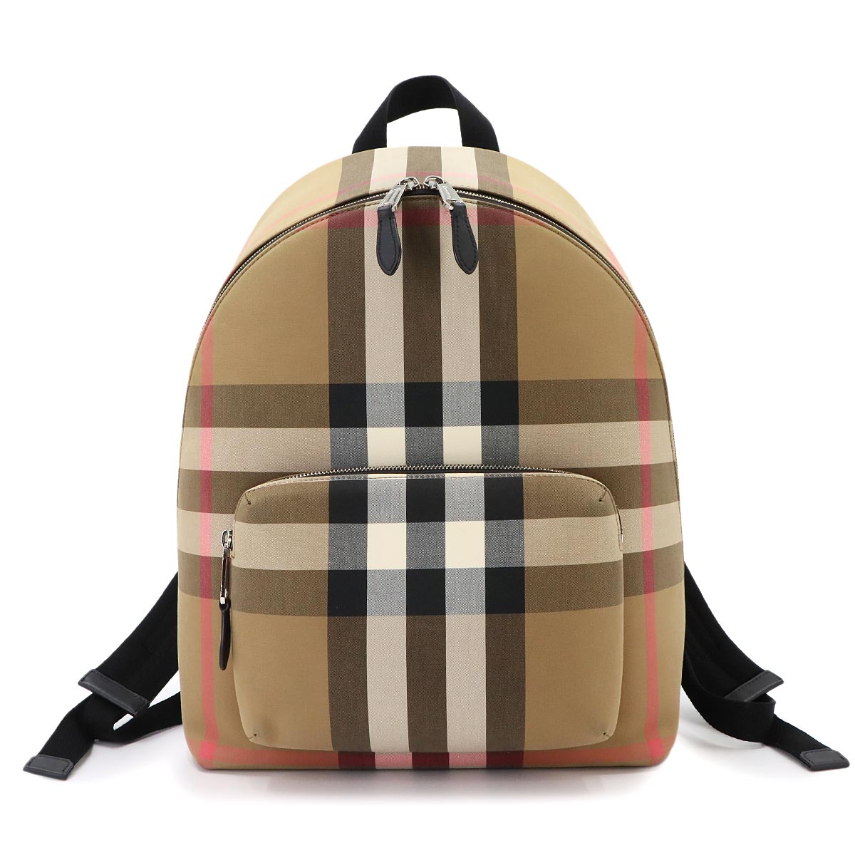 JEFF Check Backpack Canvas Leather Brown 8084550