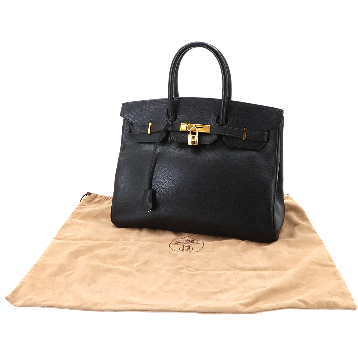 Birkin 35 Ardennes Leather Black Hand Bag Purse