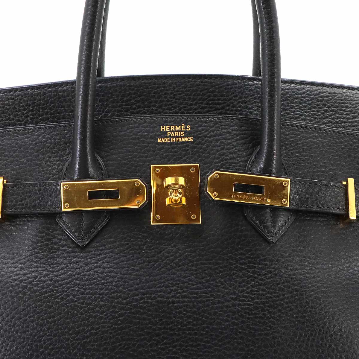 Birkin 35 Ardennes Leather Black Hand Bag Purse