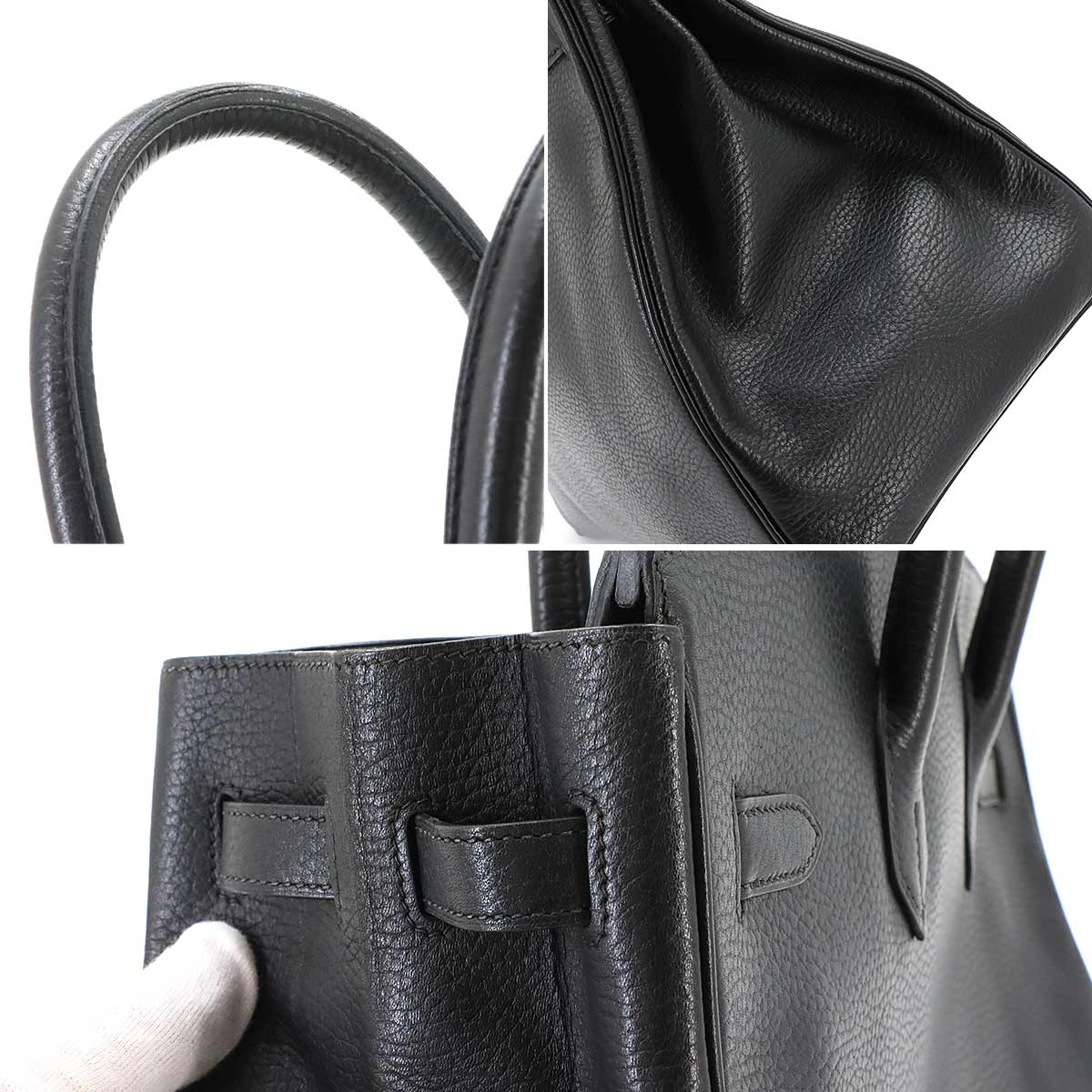 Birkin 35 Ardennes Leather Black Hand Bag Purse