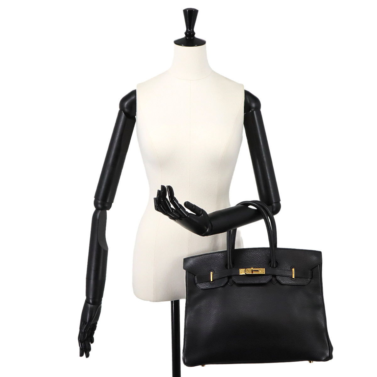 Birkin 35 Ardennes Leather Black Hand Bag Purse