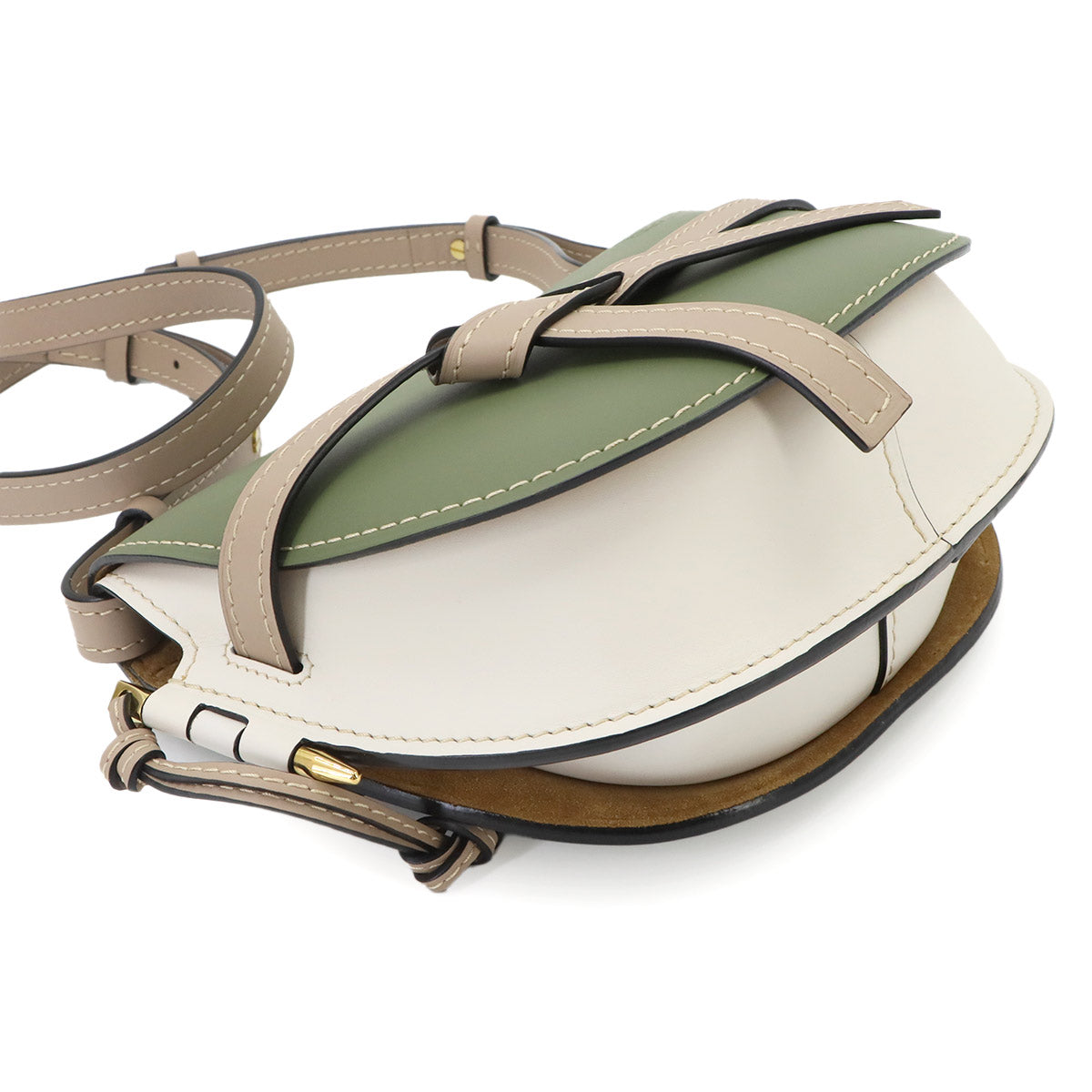 Gate Bag Small Shoulder Bag Leather Green Beige White