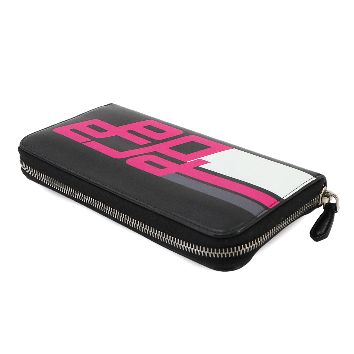 City Sport Zipped Around Long Wallet Leather Nero Fuchsia 1ML506