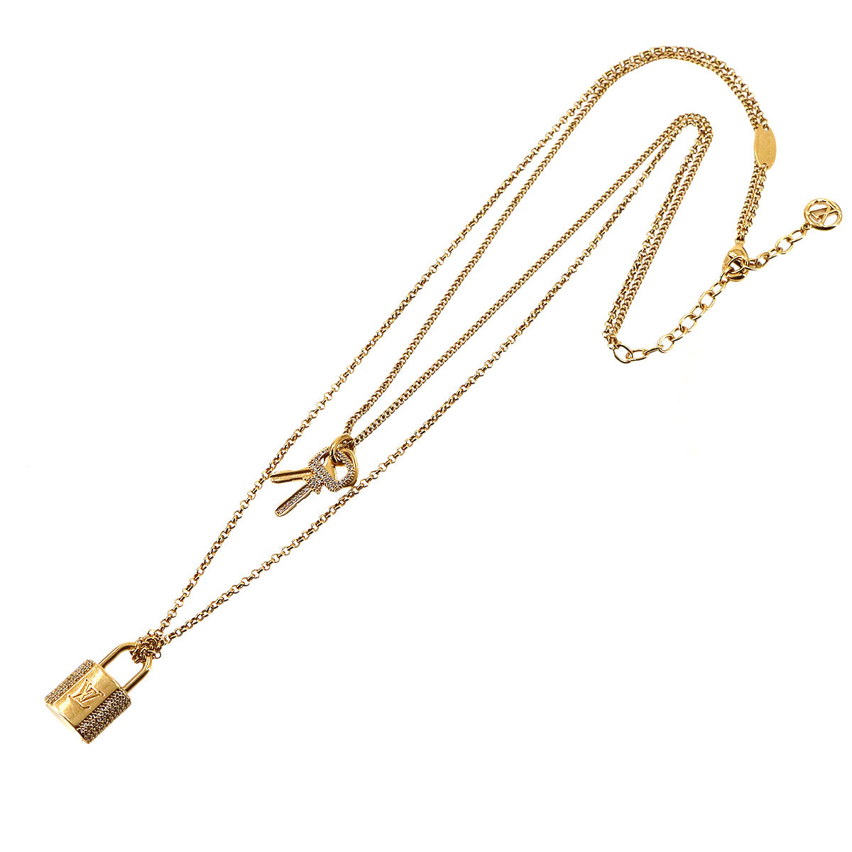 LV Padlock Necklace Gold Rhinestone M01593 Accessory