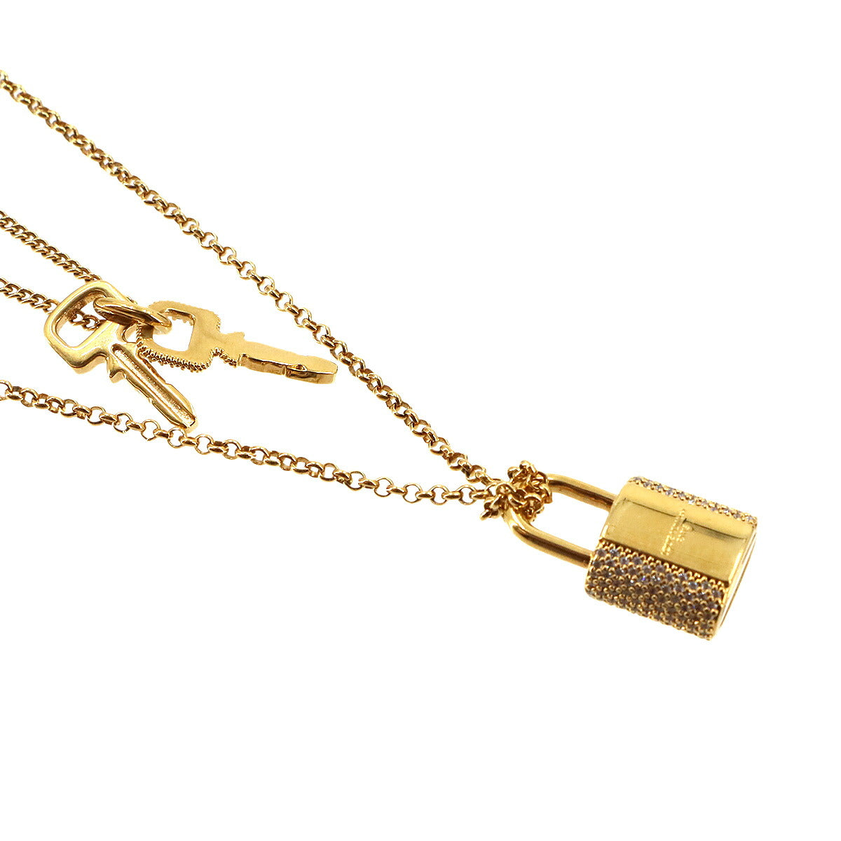 LV Padlock Necklace Gold Rhinestone M01593 Accessory