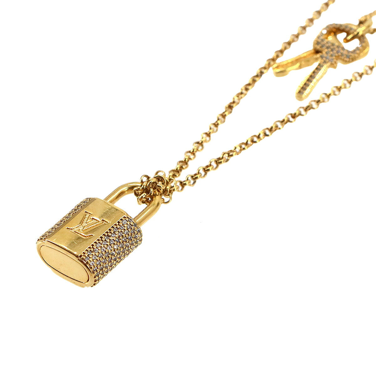 LV Padlock Necklace Gold Rhinestone M01593 Accessory