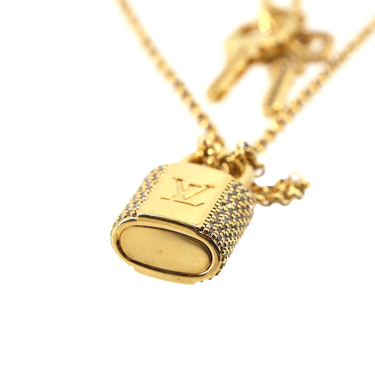 LV Padlock Necklace Gold Rhinestone M01593 Accessory