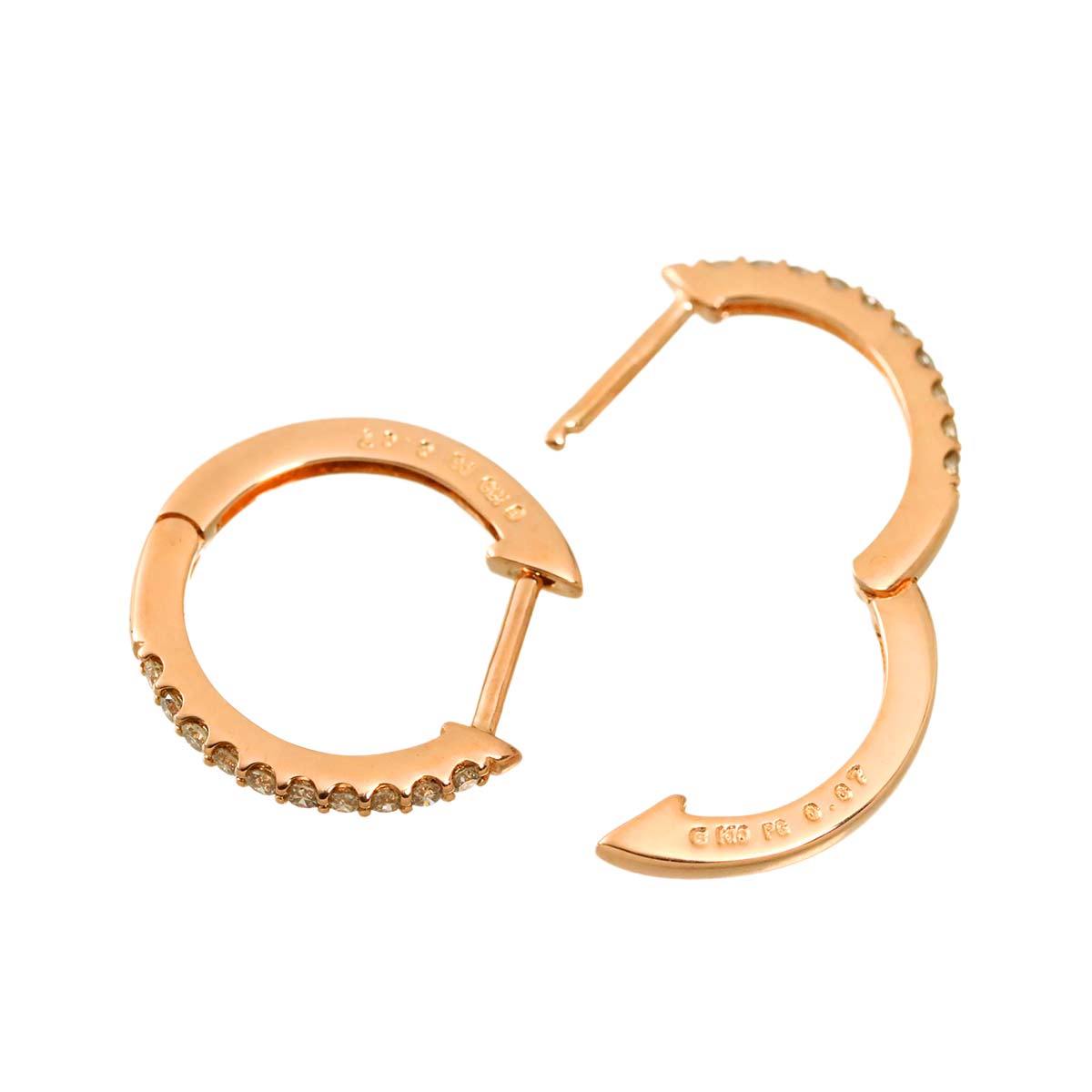 Diamond 0.07ct/0.07ct Earrings Pierced 18K PG Pink Gold 750