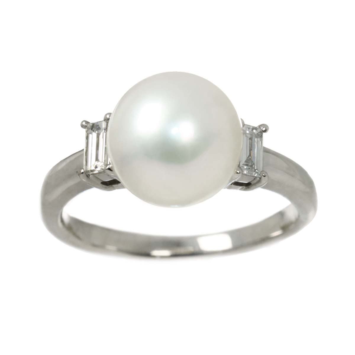 Akoya Pearl 9.0mm Diamond 0.17ct Ring Pt Platinum Size5.25(US)
