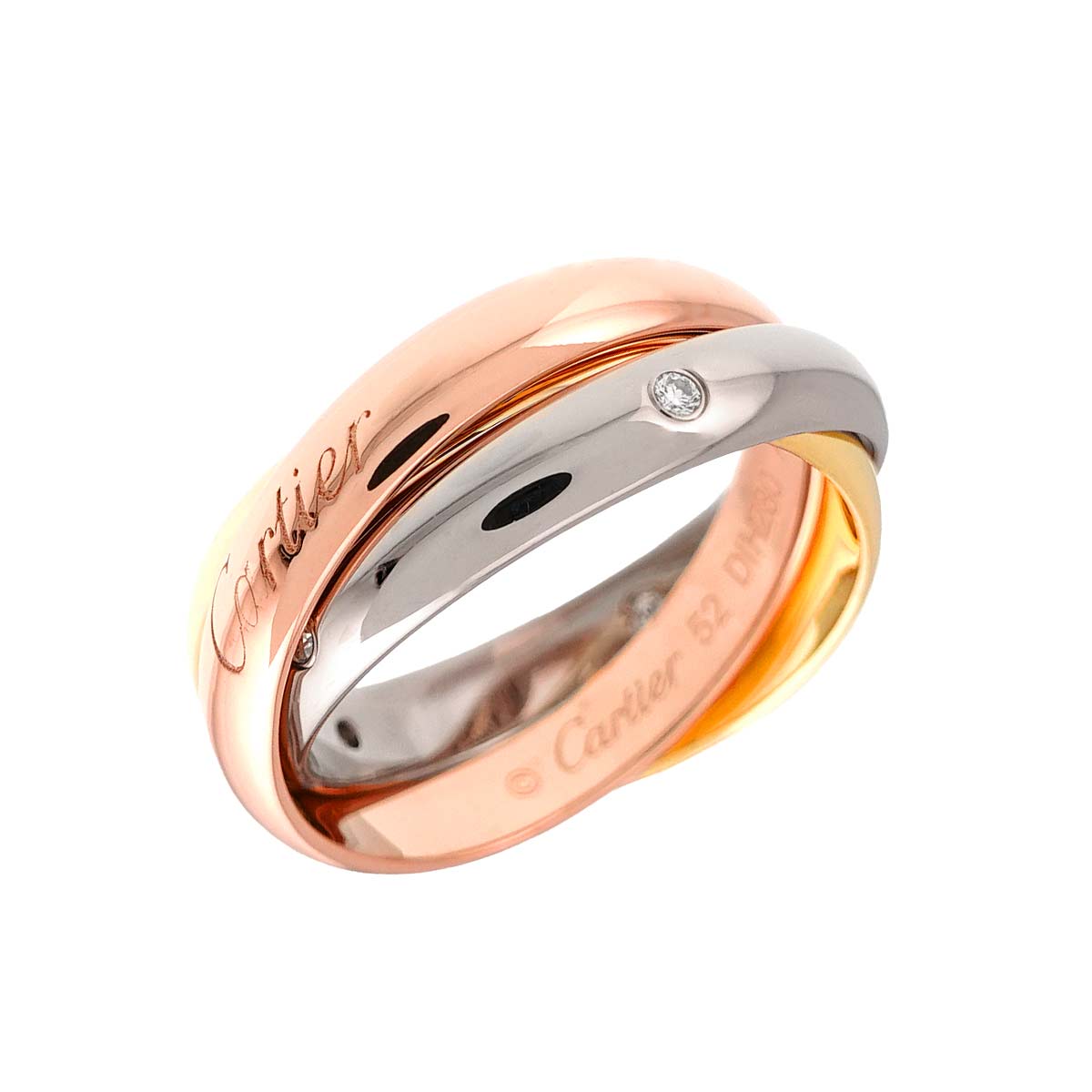 Trinity Diamond 5P Ring 18K YG WG PG 750 Size52 6(US)