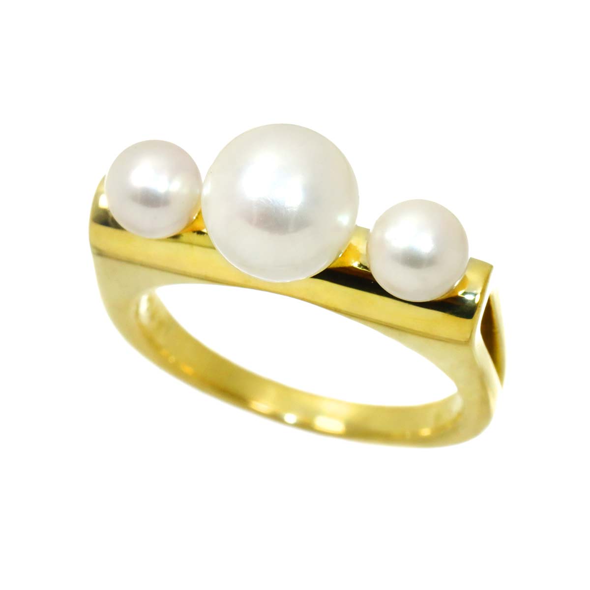 Akoya pearl 7.1-4.5mm Ring 18K YG 750 4.75-5(US)