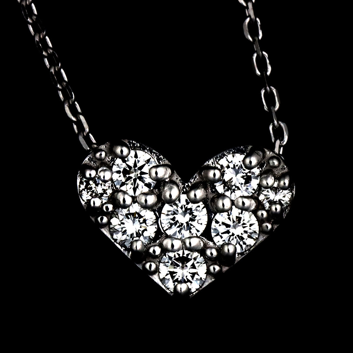 Heart Motif Diamond 0.20ct Necklace 18K White Gold 750