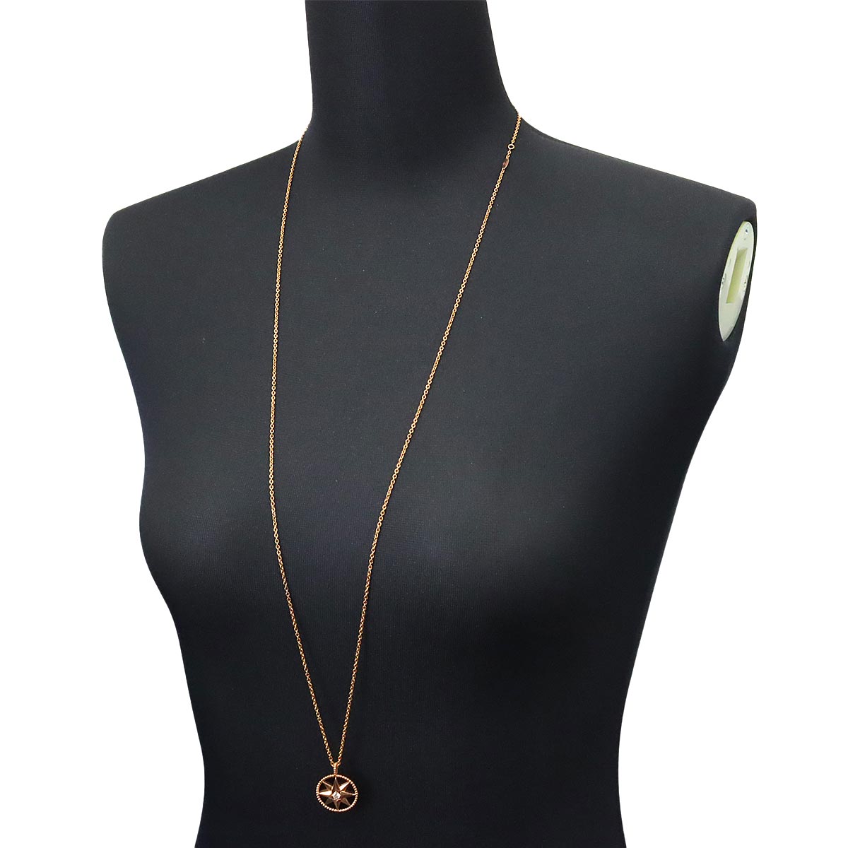 Rose des Vents Onyx Diamond 0.15ct Necklace 18K PG 750