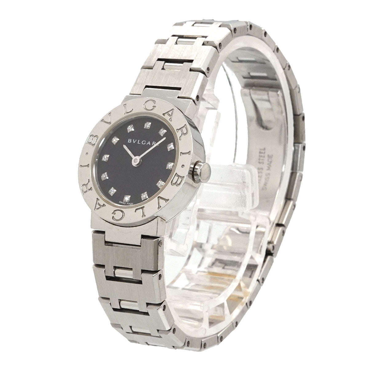 BVLGARIBVLGARI BB23SS 12P Diamond Quartz Black Dial Ladies