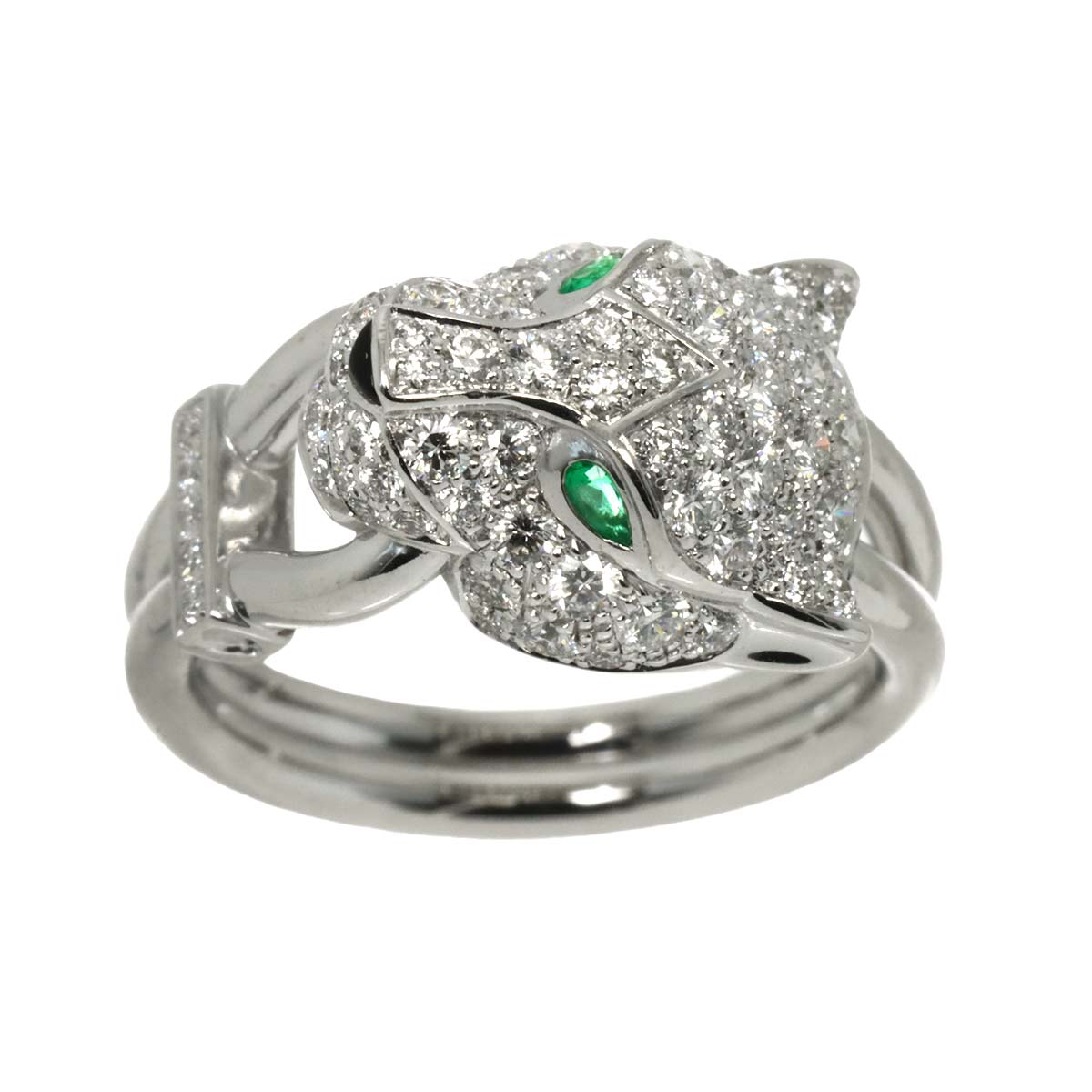 PANTHERE Diamond Emerald Onyx Ring K18 WG Size51 5.5-5.75(US)
