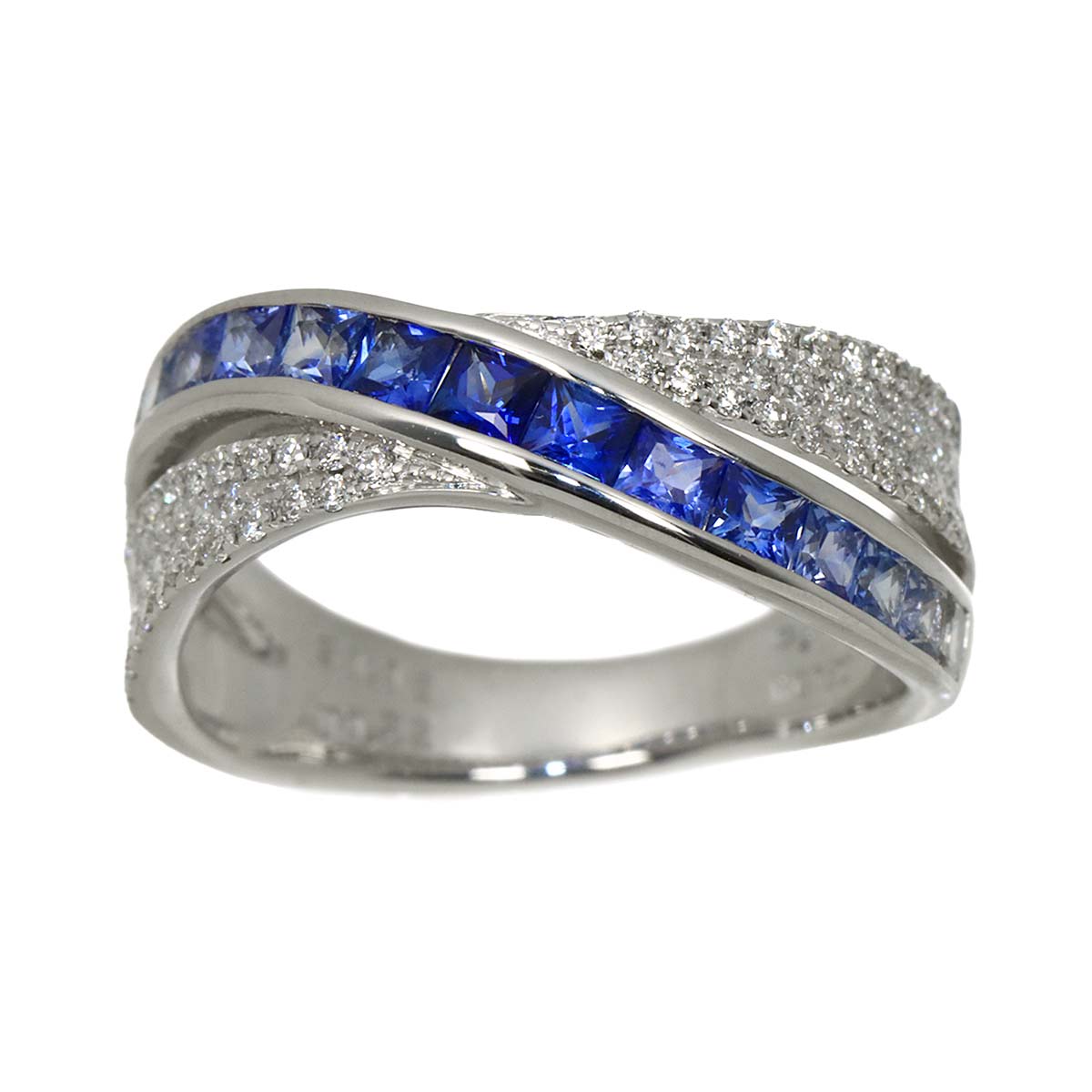 Sapphire 1.16ct Diamond 0.22ct Ring 18K WG 750 Size6(US)