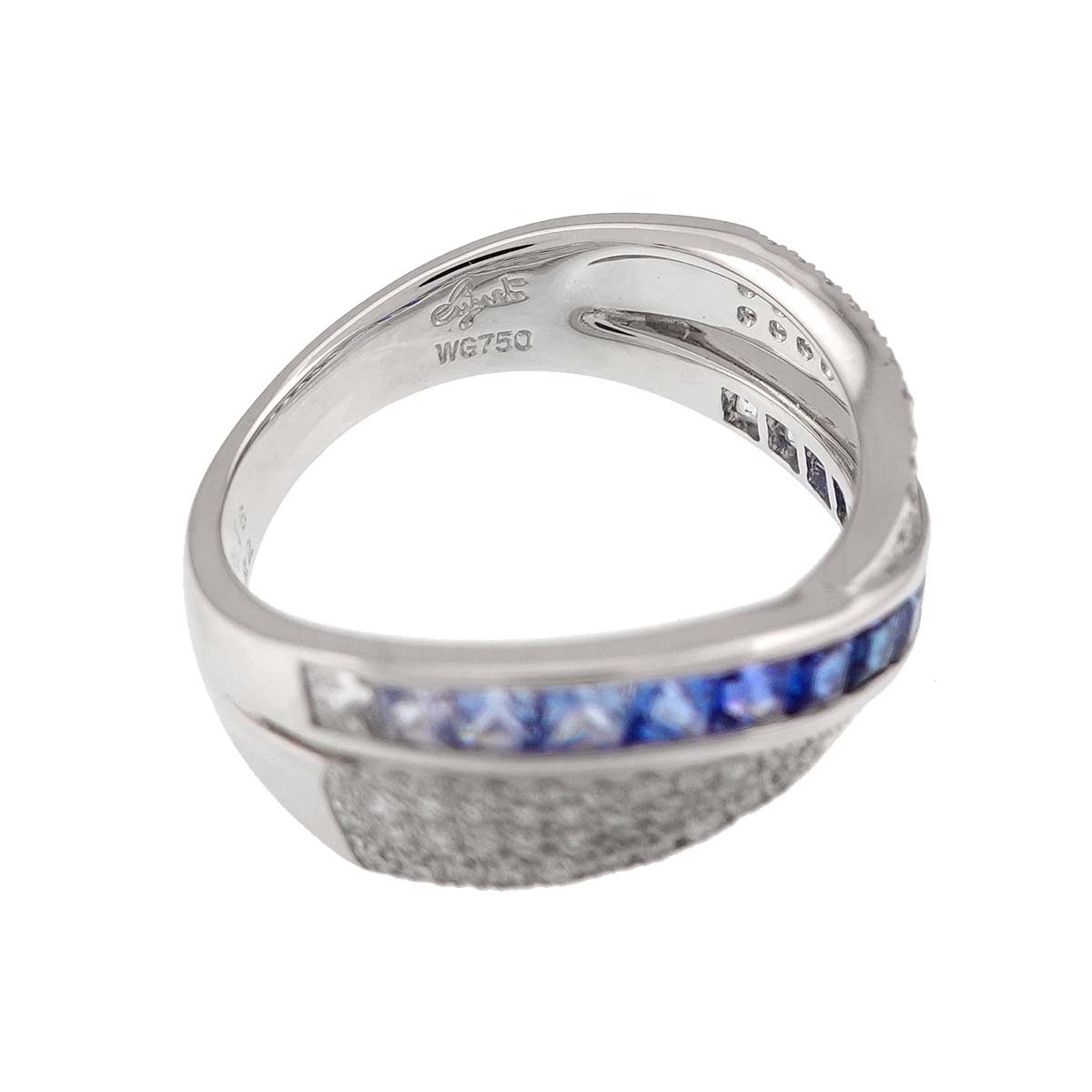 Sapphire 1.16ct Diamond 0.22ct Ring 18K WG 750 Size6(US)