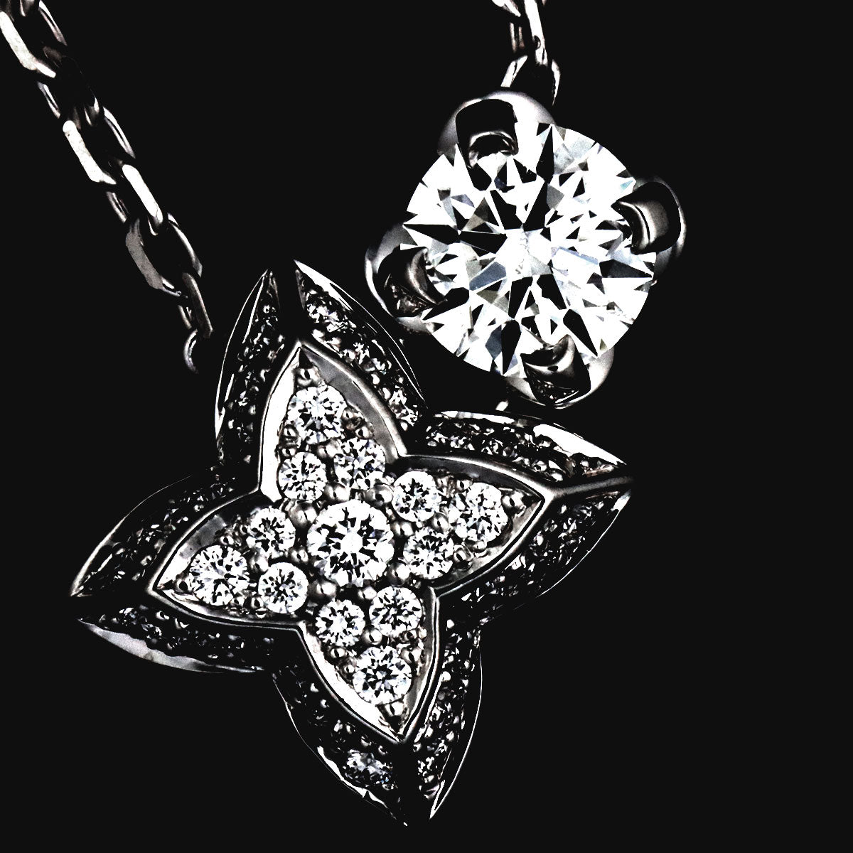 Double Diamond Necklace 18K WG 750