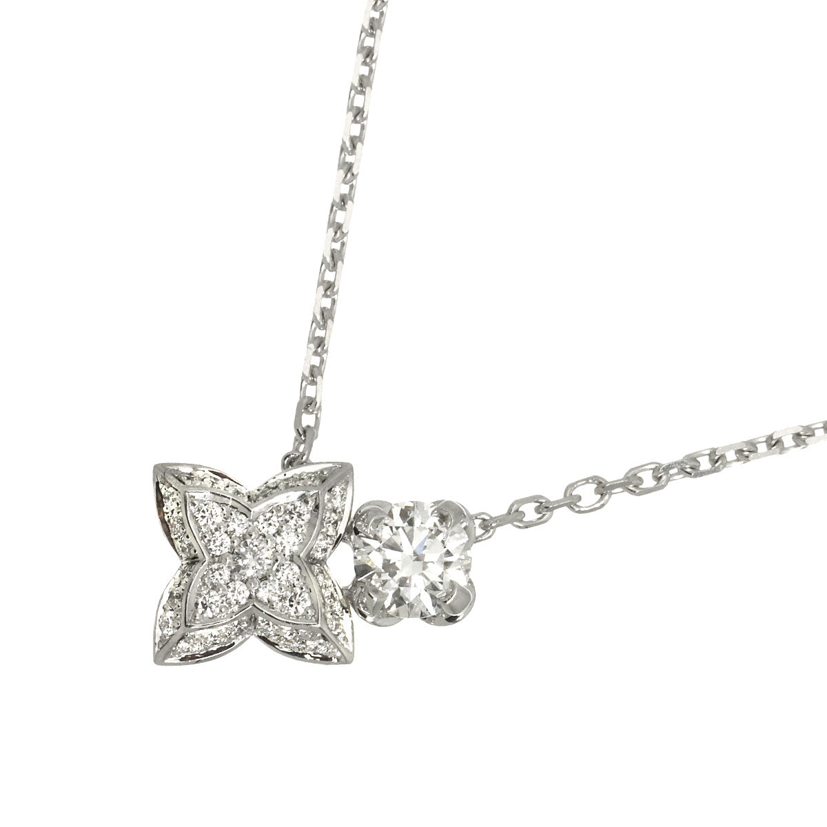 Double Diamond Necklace 18K WG 750