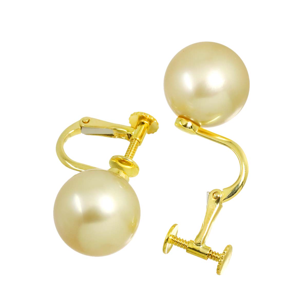 South Sea Pearl 11.6-11.4mm Earrings Clip on 18K YG 750