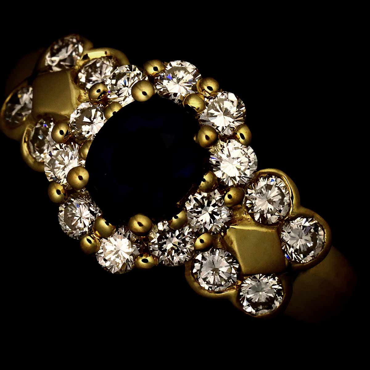 Sapphire 0.63ct Diamond 0.52ct Ring 18K YG Size6-6.25(US)