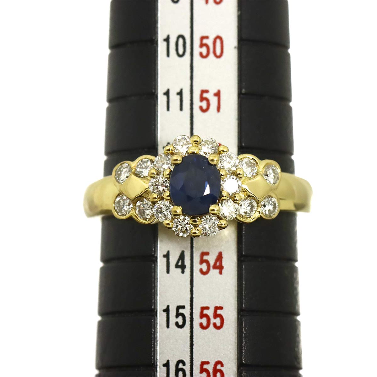 Sapphire 0.63ct Diamond 0.52ct Ring 18K YG Size6-6.25(US)