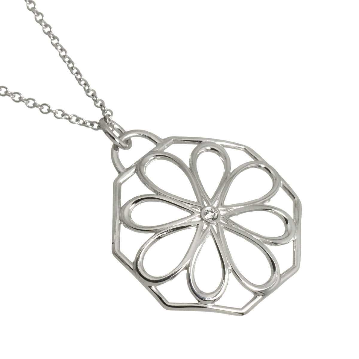 Diamond Necklace 18K White Gold 750