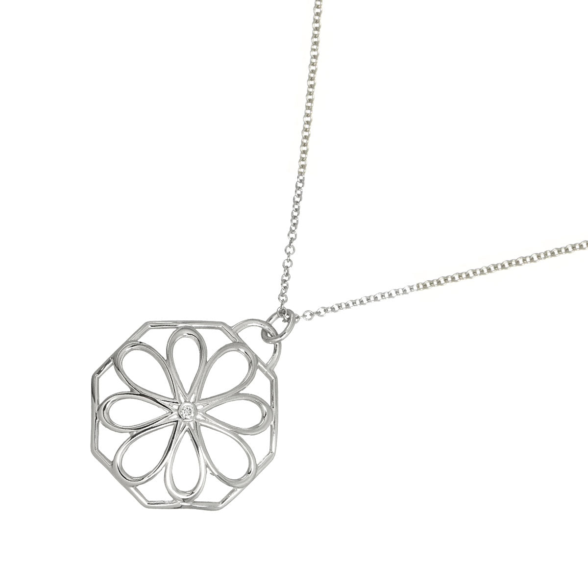 Diamond Necklace 18K White Gold 750