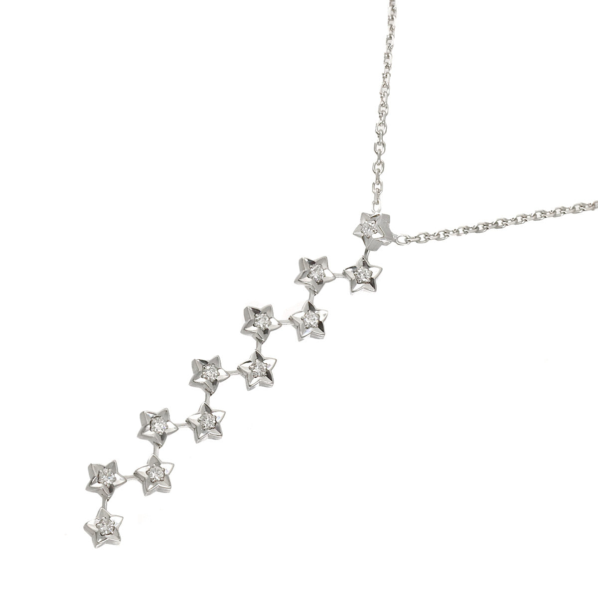 Comet Diamond Necklace 18K White Gold 750