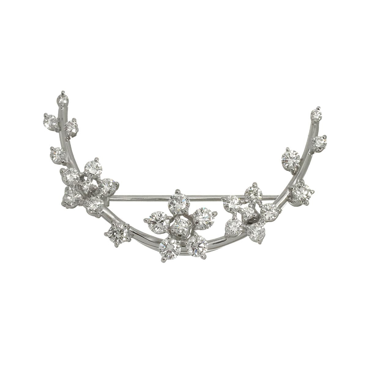 Diamond 1.53ct Brooch 18K White Gold 750