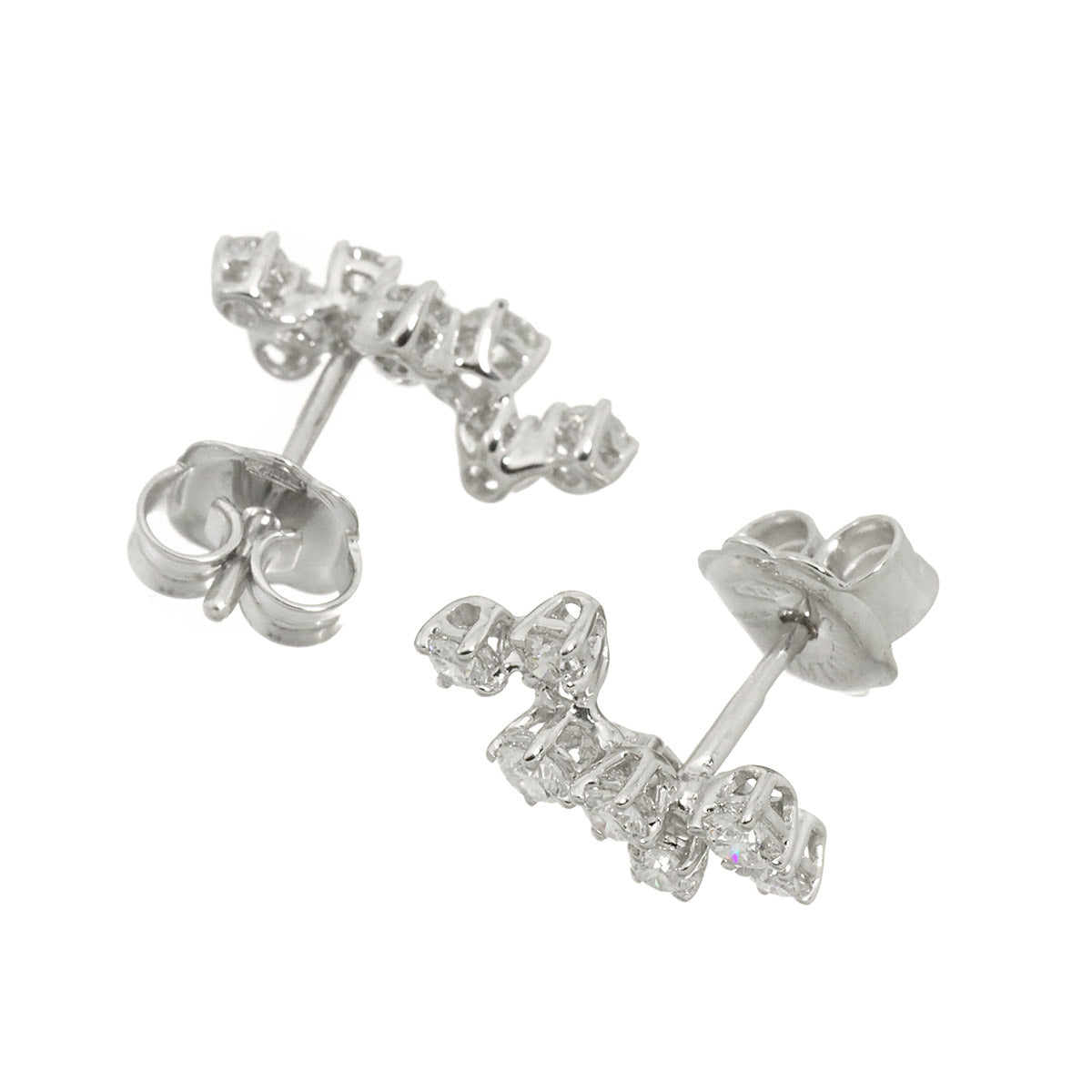 Diamond Earrings Pierced 18K K18 WG 750