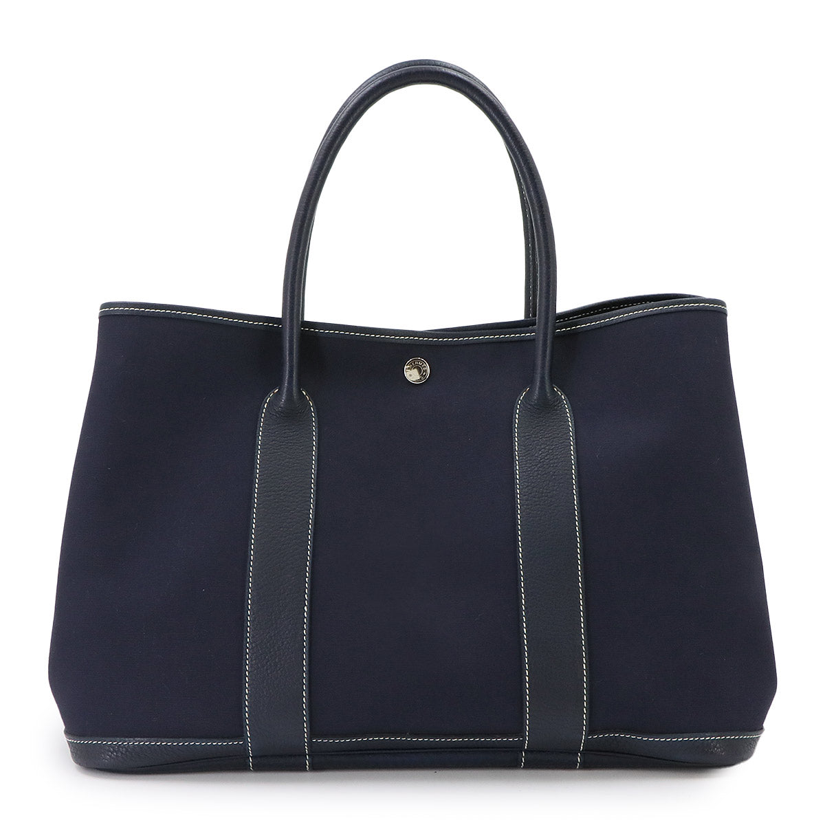 Garden Party PM Tote Bag Toile Officier Leather Blue Indigo