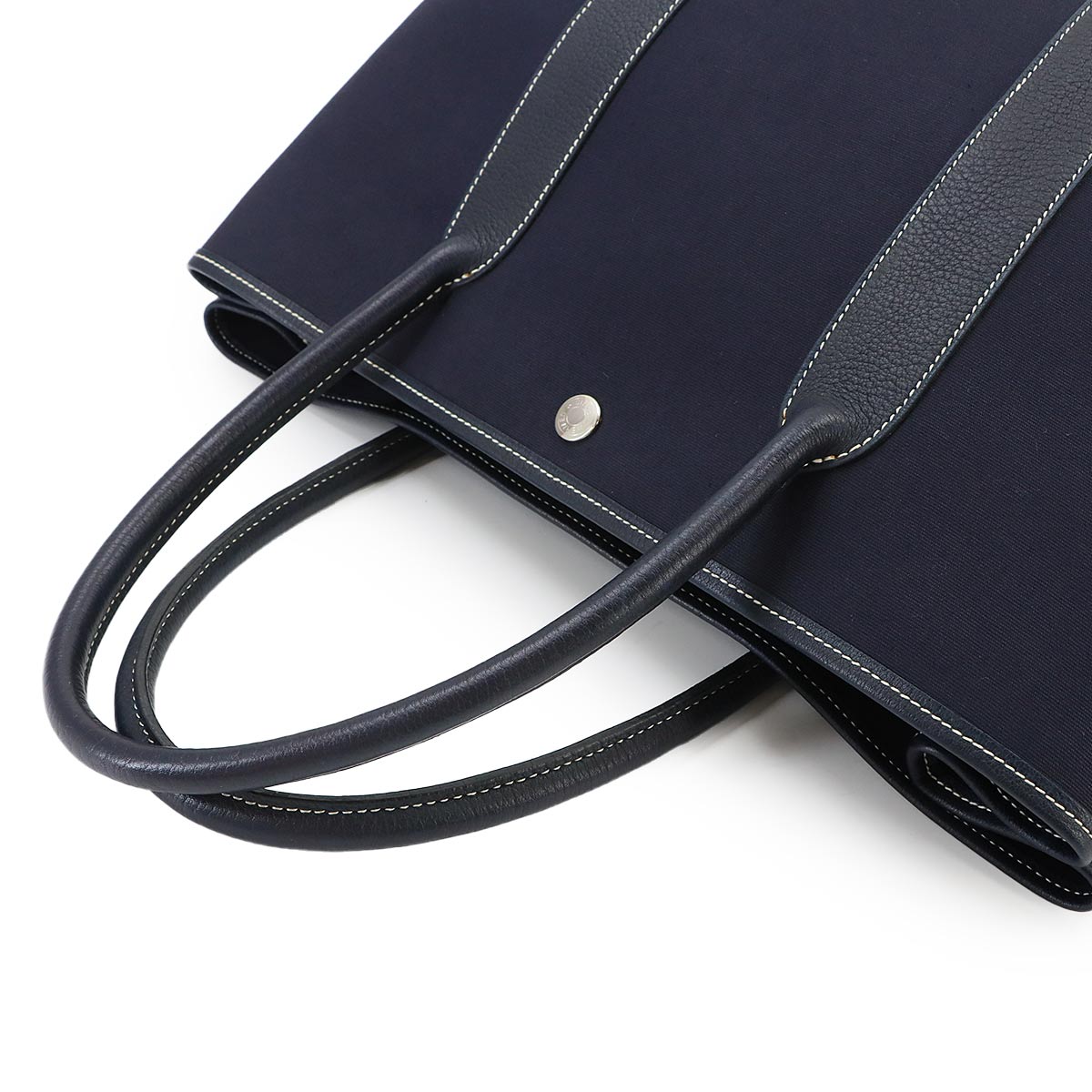 Garden Party PM Tote Bag Toile Officier Leather Blue Indigo