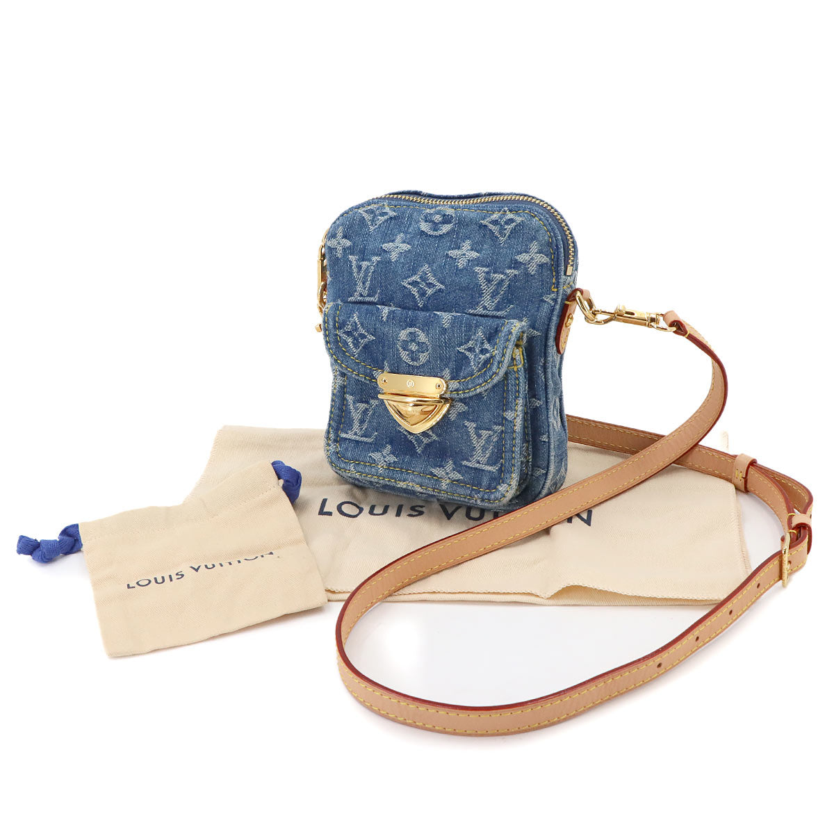 LV Remix Monogram Denim Fairfax Pochette Shoulder Bag