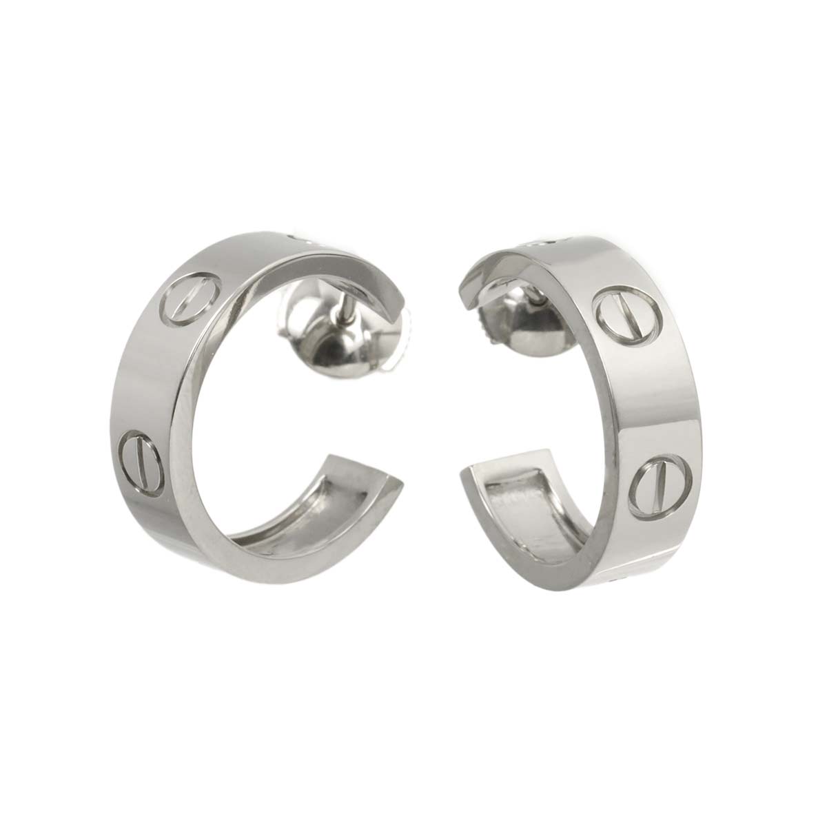 Love Hoop Earrings Pierced 18K White Gold 750