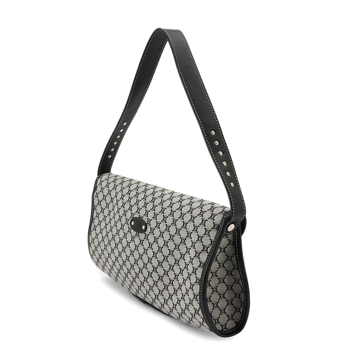 Macadam Shoulder Bag Canvas Leather Gray Black Vintage