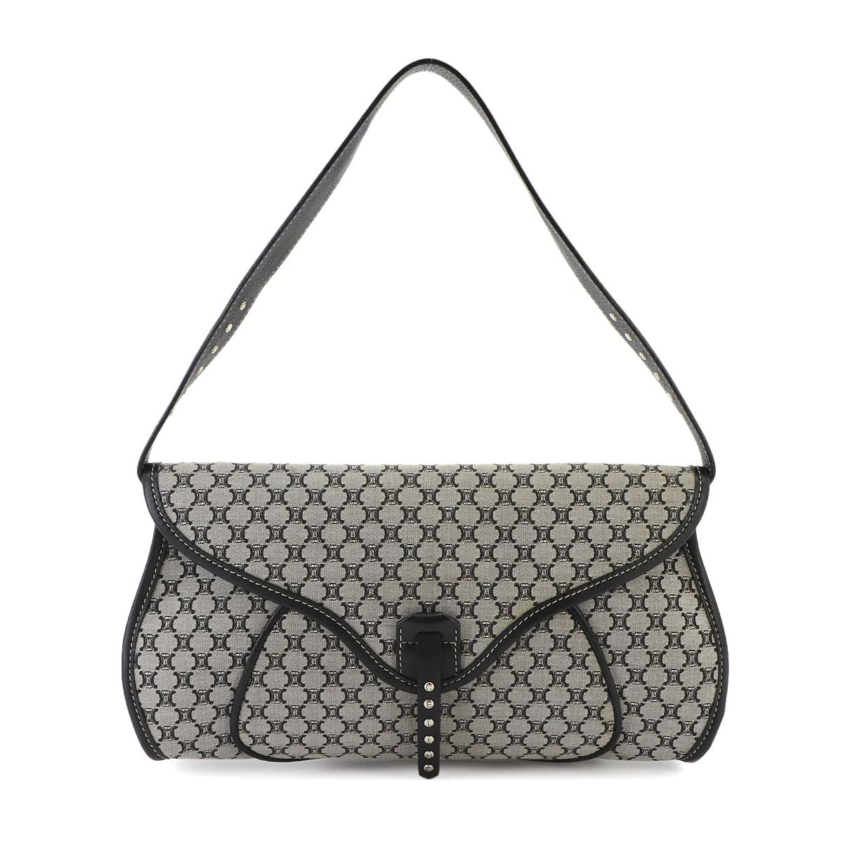 Macadam Shoulder Bag Canvas Leather Gray Black Vintage