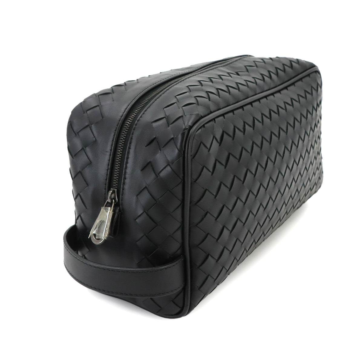 Intrecciato Clutch Second Bag Leather Black Purse