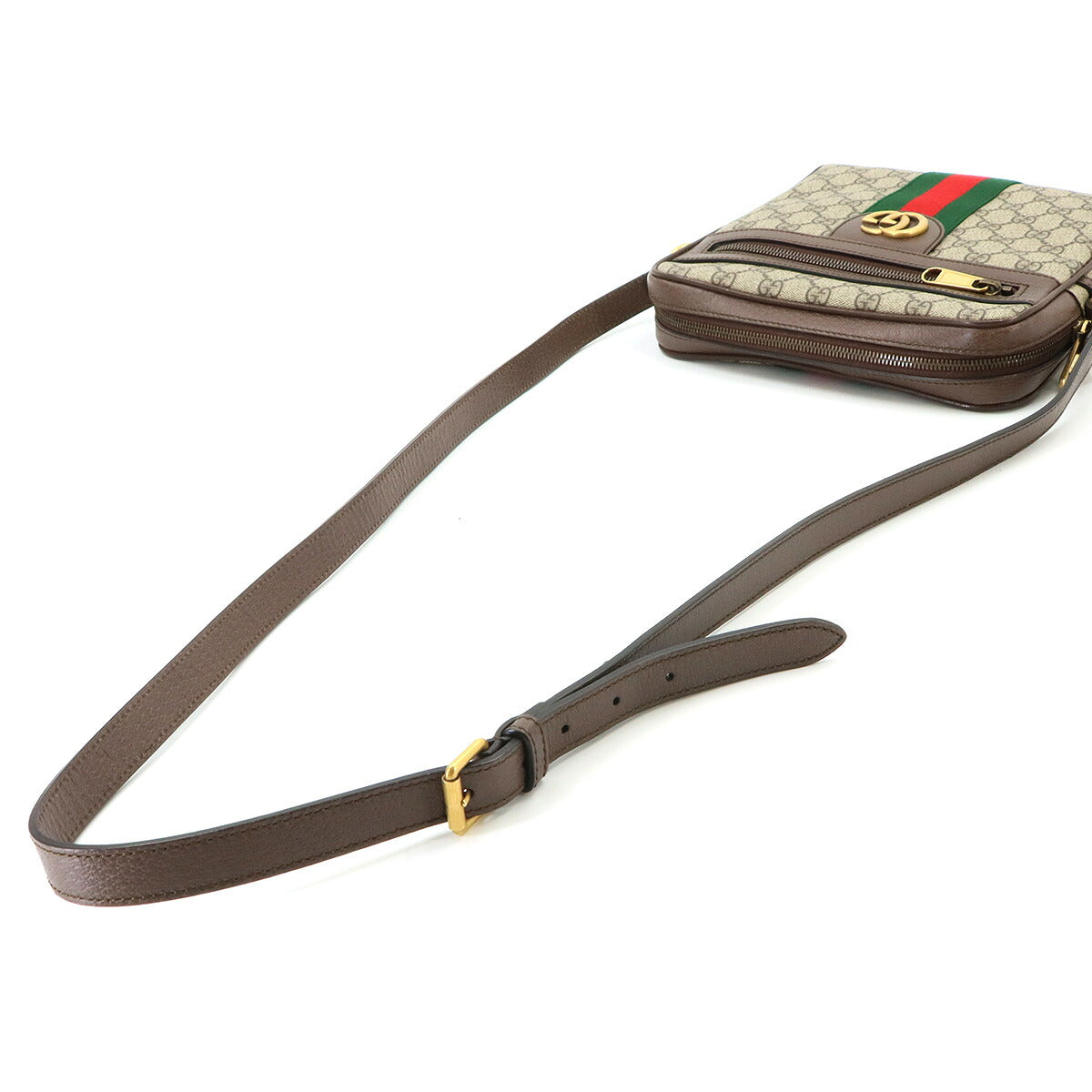 Ophidia Small Messenger Bag Leather Beige Brown Sherry 547926